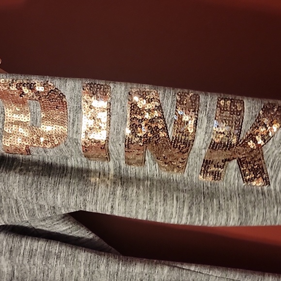 Small Sequin Satin Floral Embroidery Jogger pants PINK Victoria Secret - Picture 6 of 8